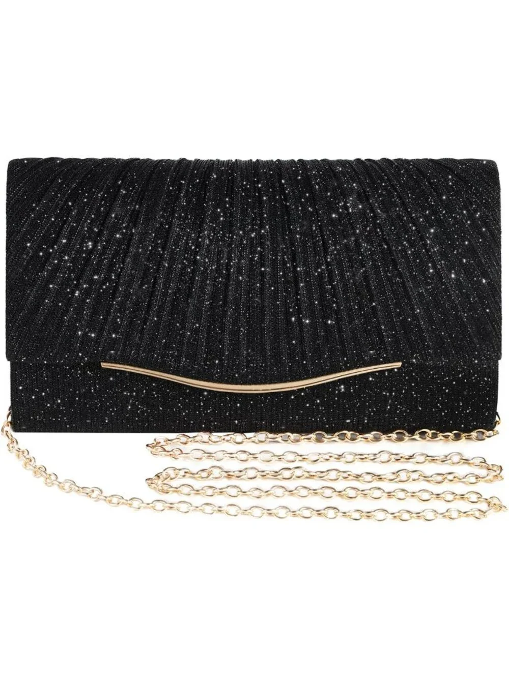 👜 Women's Black Sparkle Formal Dressy Evening Bag Elegance Charm Crossbody Bag